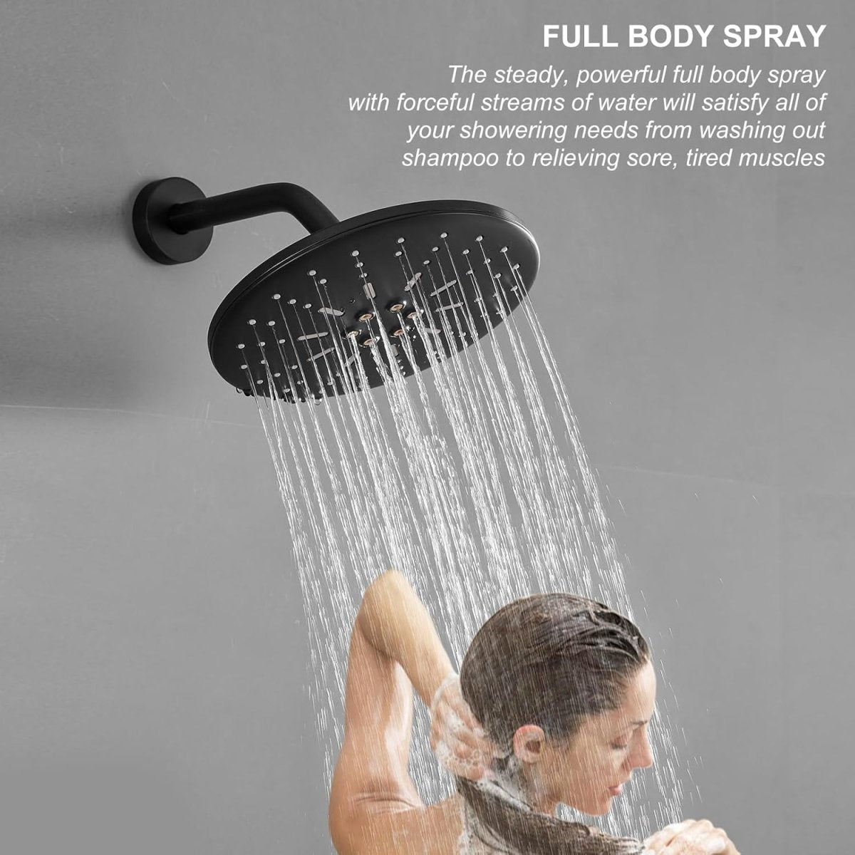 BATHADORE 8 Inch Single Function Shower Faucet Set Single Handle Black - buyfaucet.com