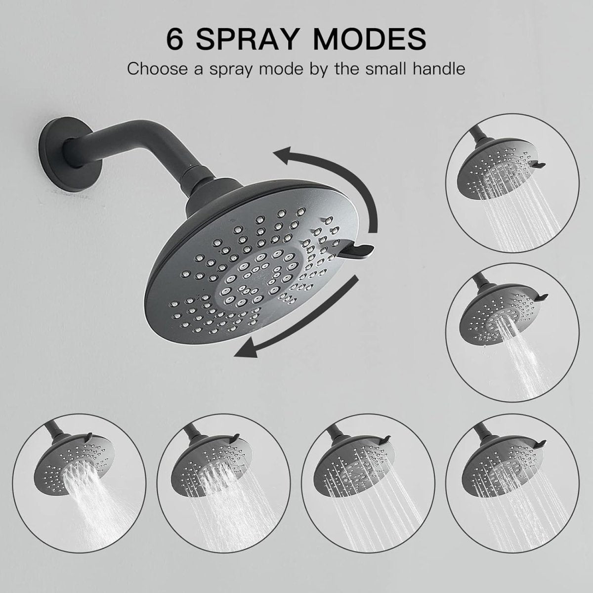 BATHADORE Rainfall Shower Heads Wall Mounted Shower Kit Black - buyfaucet.com