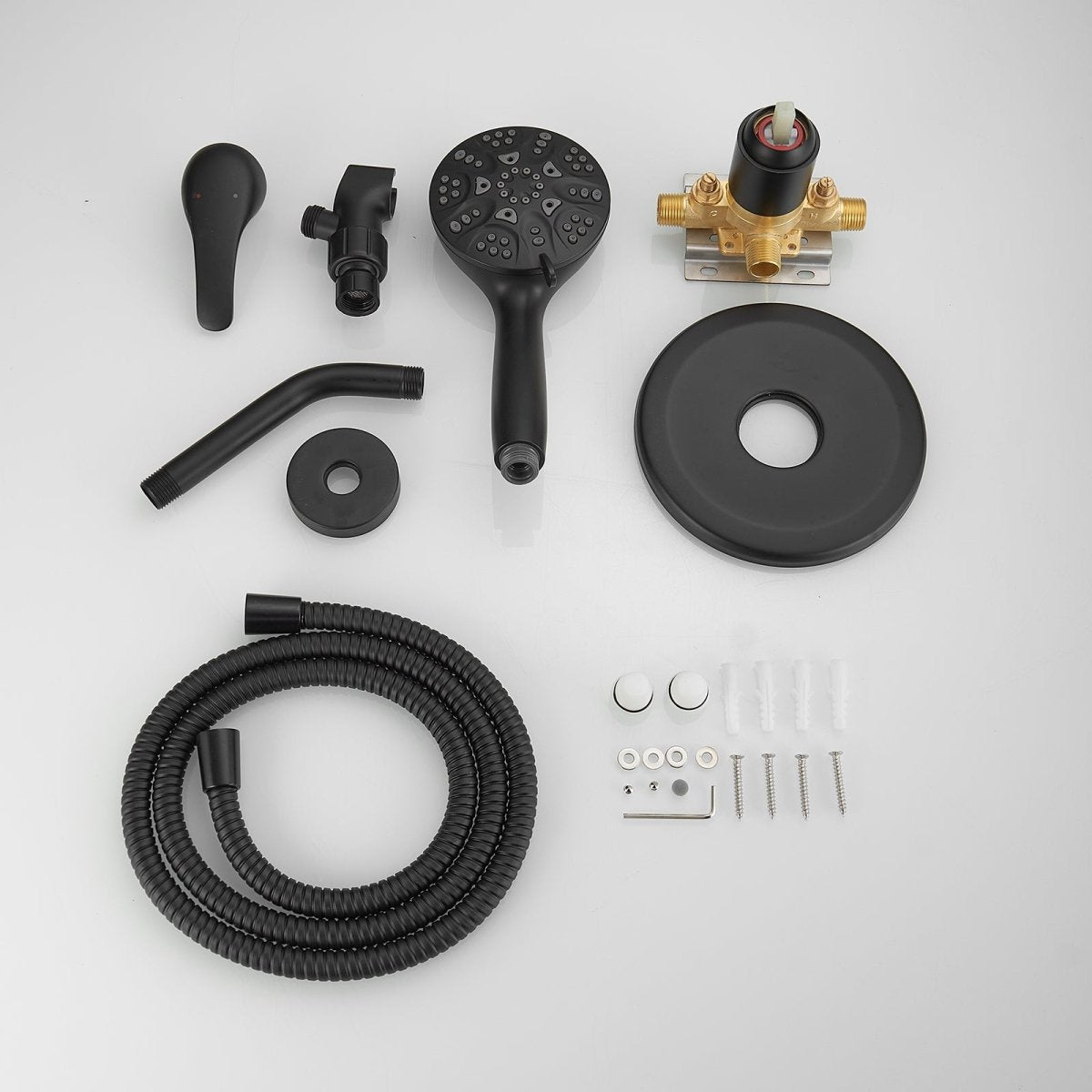 BATHADORE Rainfall Shower Systems Faucet Set with Valve 5 Spray Black - buyfaucet.com