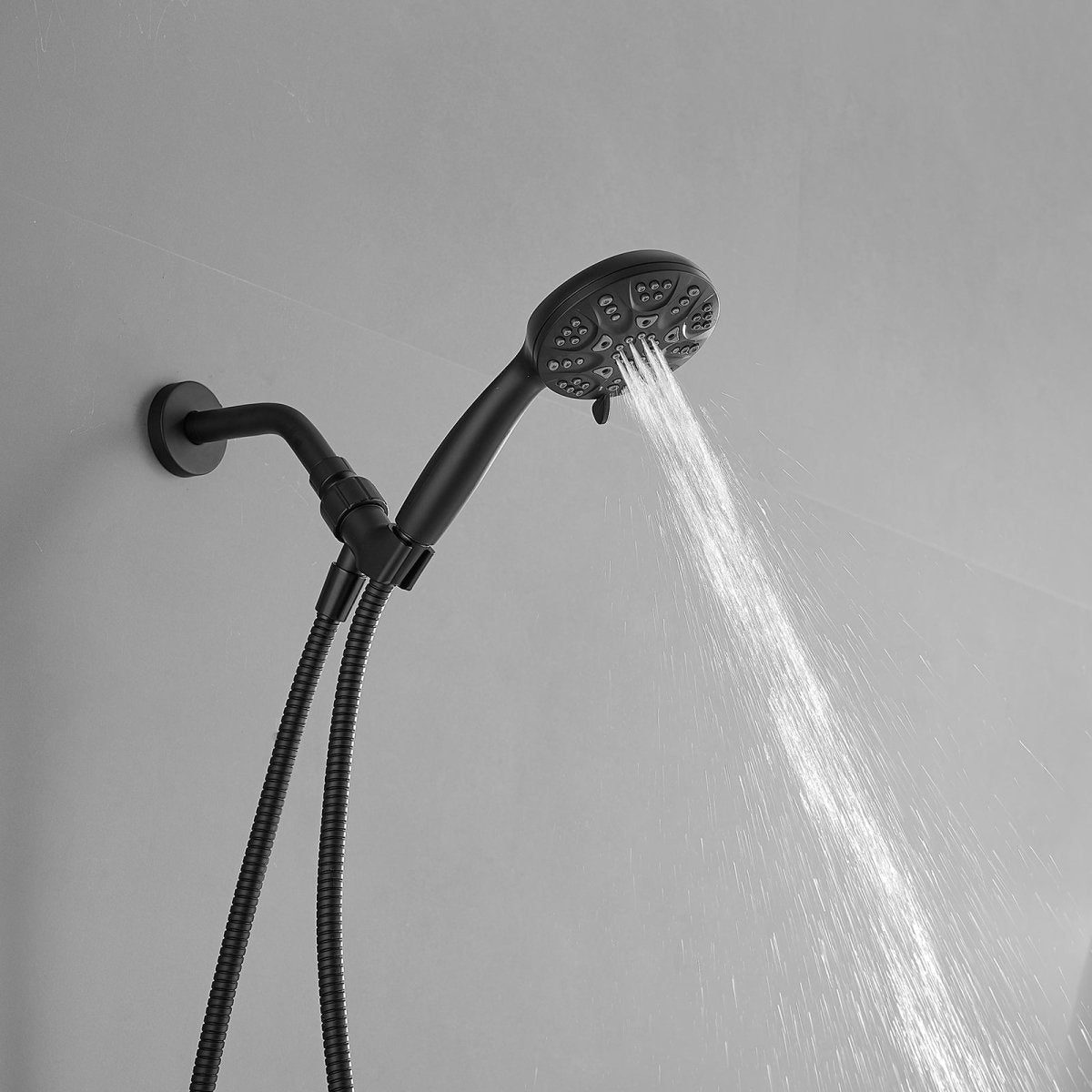 BATHADORE Rainfall Shower Systems Faucet Set with Valve 5 Spray Black - buyfaucet.com