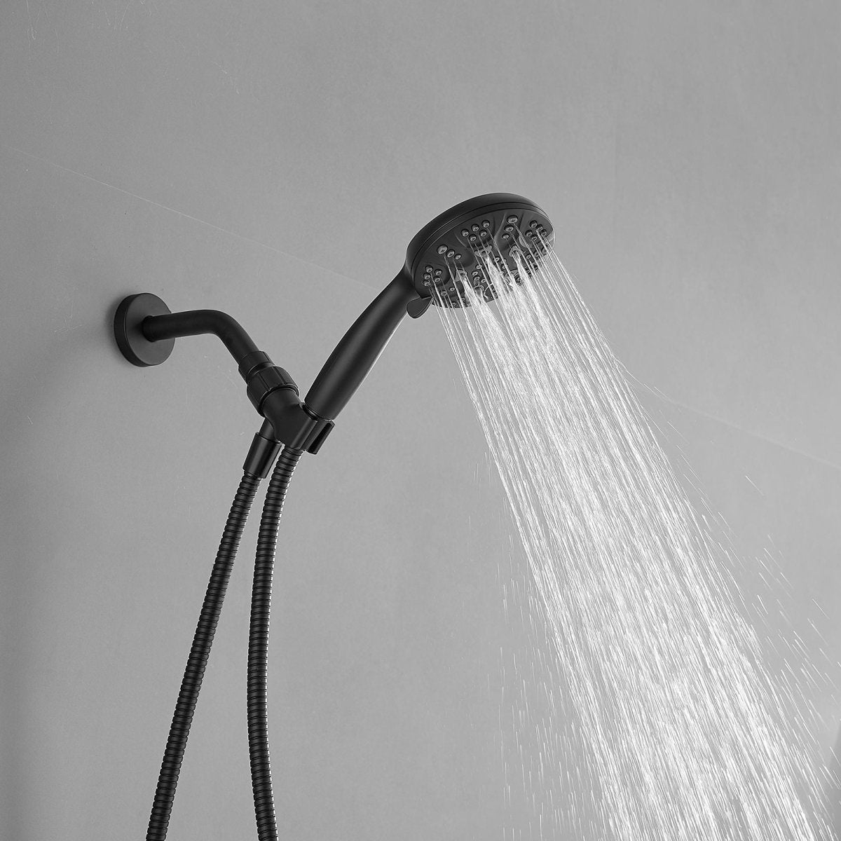 BATHADORE Rainfall Shower Systems Faucet Set with Valve 5 Spray Black - buyfaucet.com