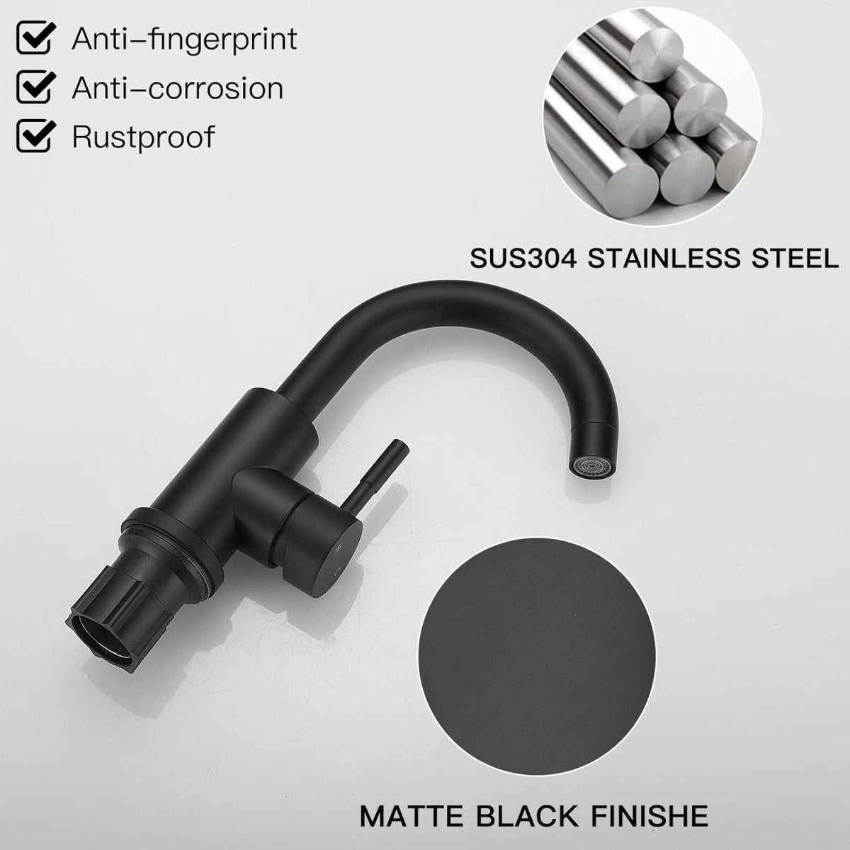DFI Single Handle Tap Water Faucets with Deck Plate Supply Lines Black - buyfaucet.com
