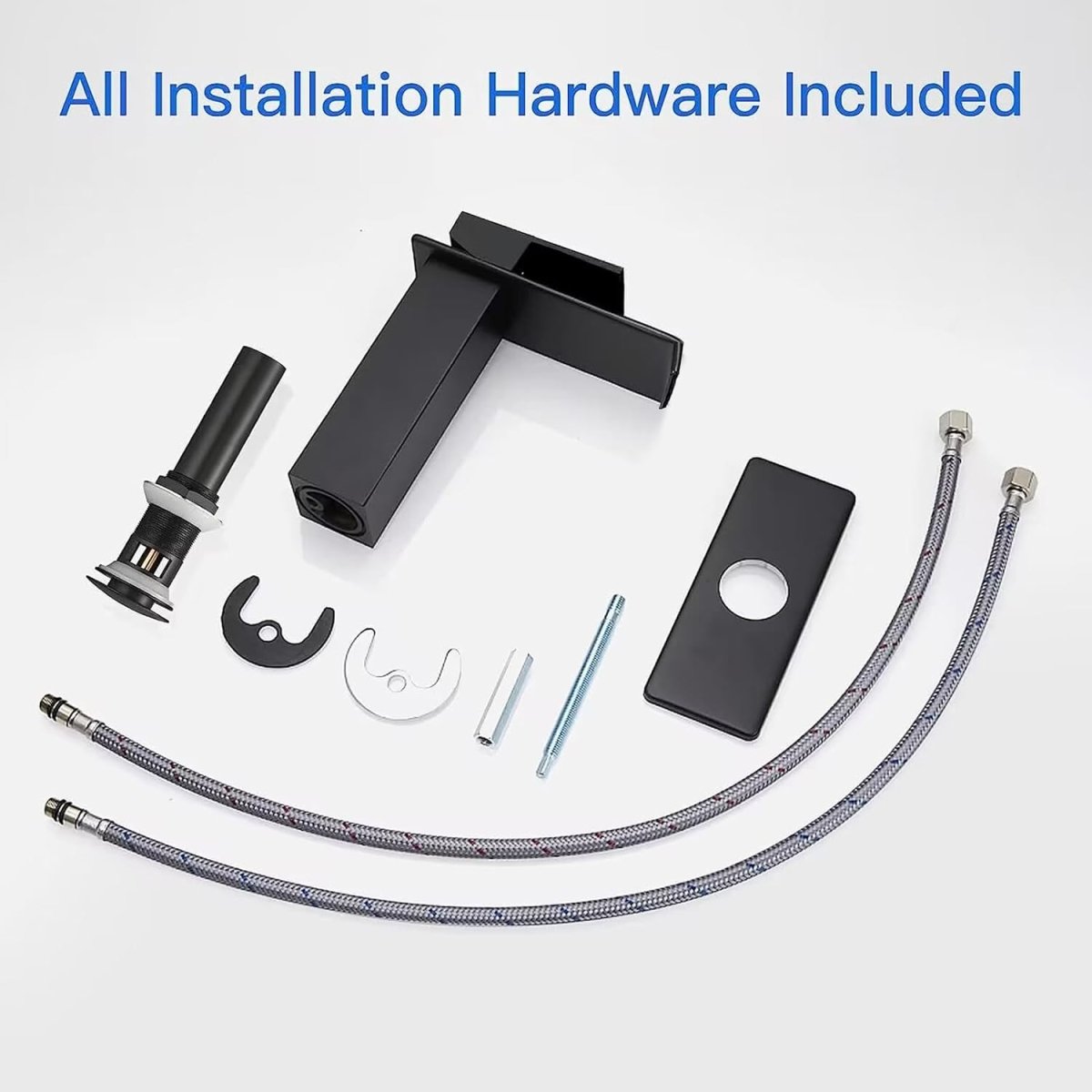 DFI Waterfall Bathroom Faucets Single Hole with Pop Up Drain Black - buyfaucet.com