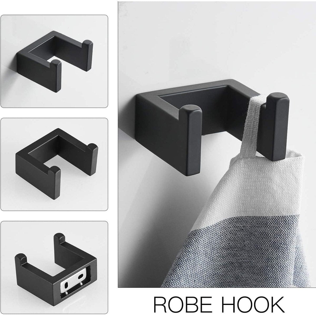 zazzeri 4 PCS Bath Hardware Set Stainless Steel Wall Mounted Black - buyfaucet.com