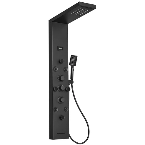 zazzeri 6 IN 1 Waterfall Stainless Steel Shower Tower Panel System Black - buyfaucet.com