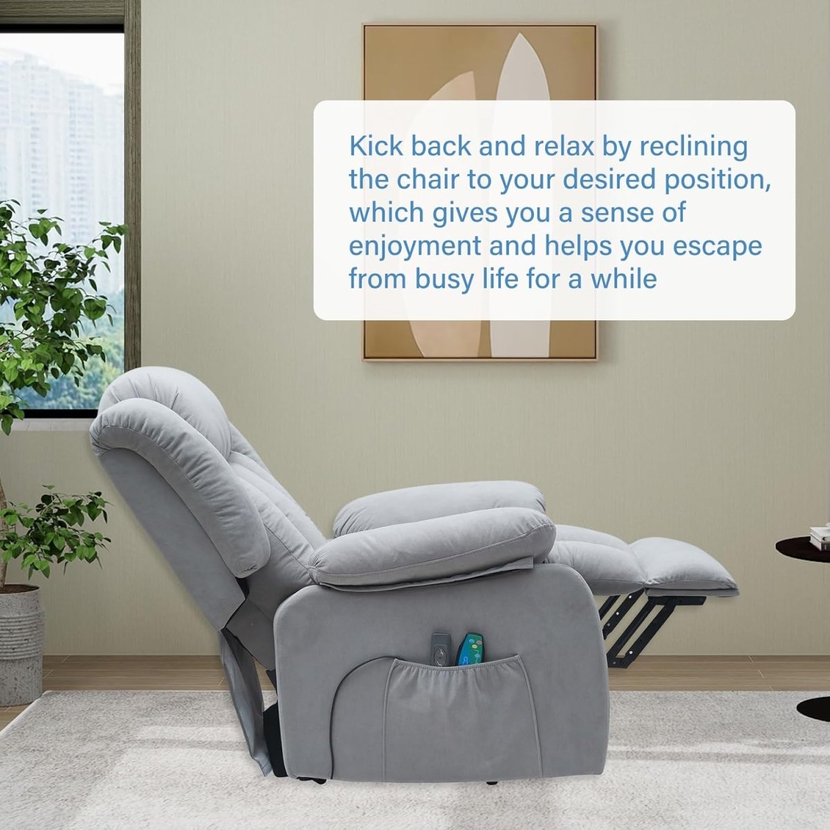 zazzeri Recliner Chair for Small Spaces Rocking Light Gray - buyfaucet.com