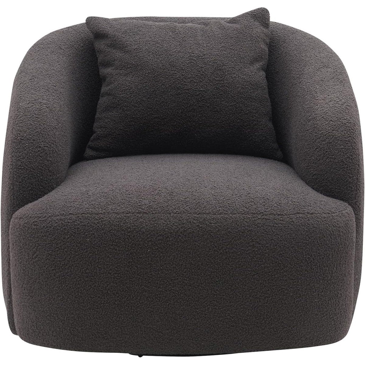 zazzeri Soft Boucle Upholstered Barrel Chair Round Single Sofa Chair 360 Swivel Dark Grey - buyfaucet.com
