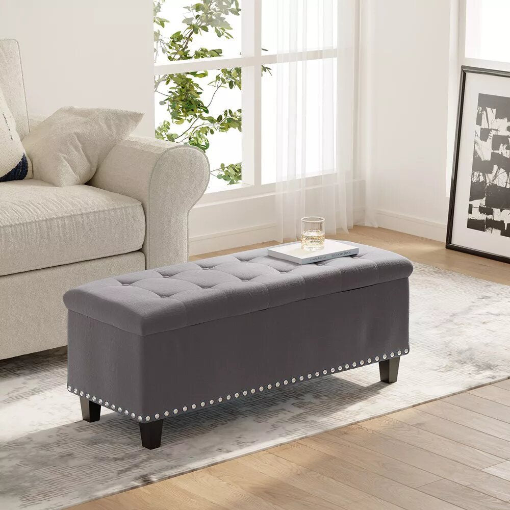 zazzeri Storage Bench for Bedroom Entryway Living Room End of Bed Gray - buyfaucet.com