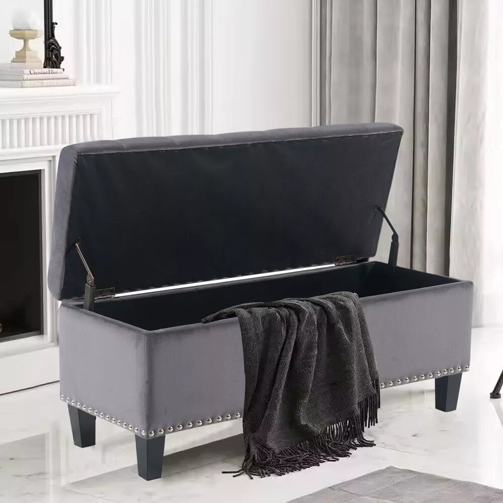 zazzeri Storage Bench for Bedroom Entryway Living Room End of Bed Gray - buyfaucet.com