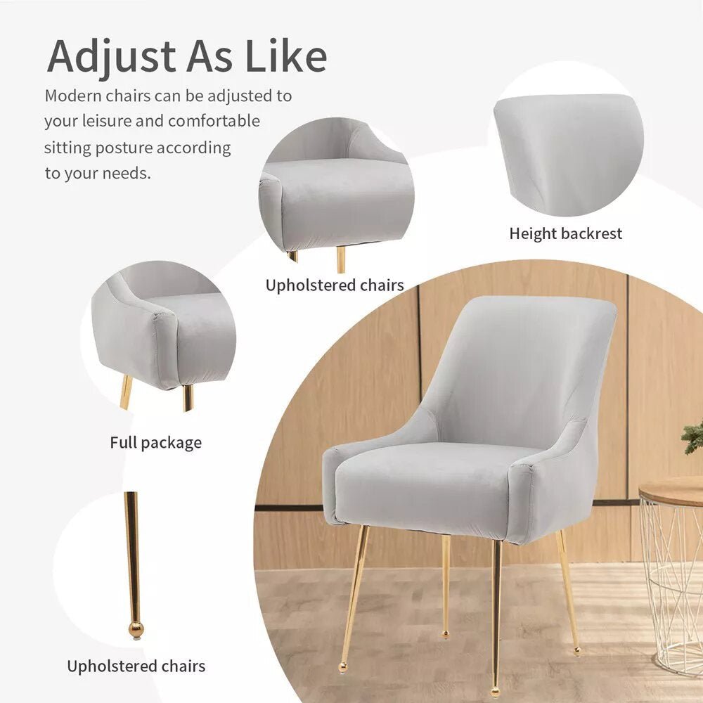 zazzeri Tufted Velvet Golden Legs Dining Chair Gray (Set of 2) - buyfaucet.com