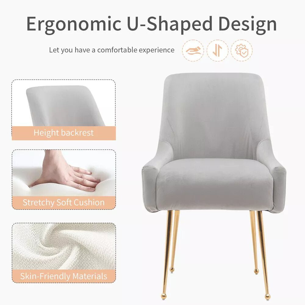 zazzeri Tufted Velvet Golden Legs Dining Chair Gray (Set of 2) - buyfaucet.com