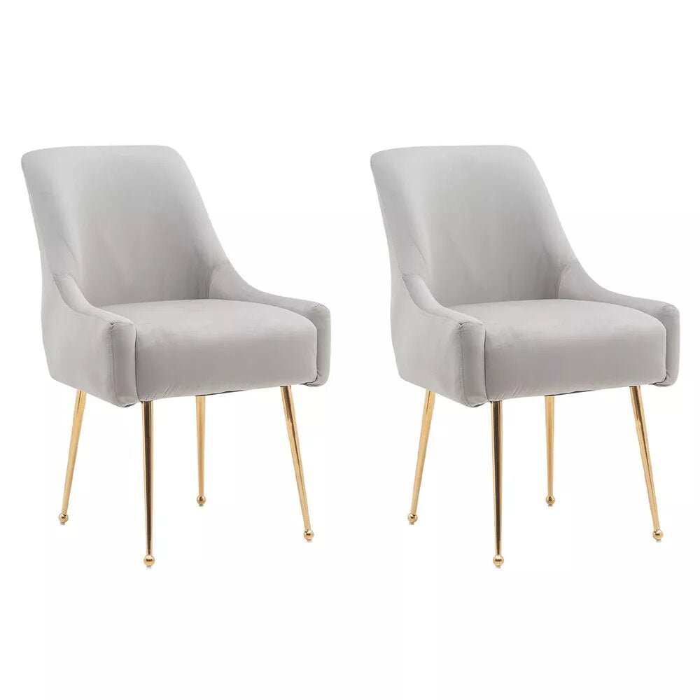 zazzeri Tufted Velvet Golden Legs Dining Chair Gray (Set of 2) - buyfaucet.com