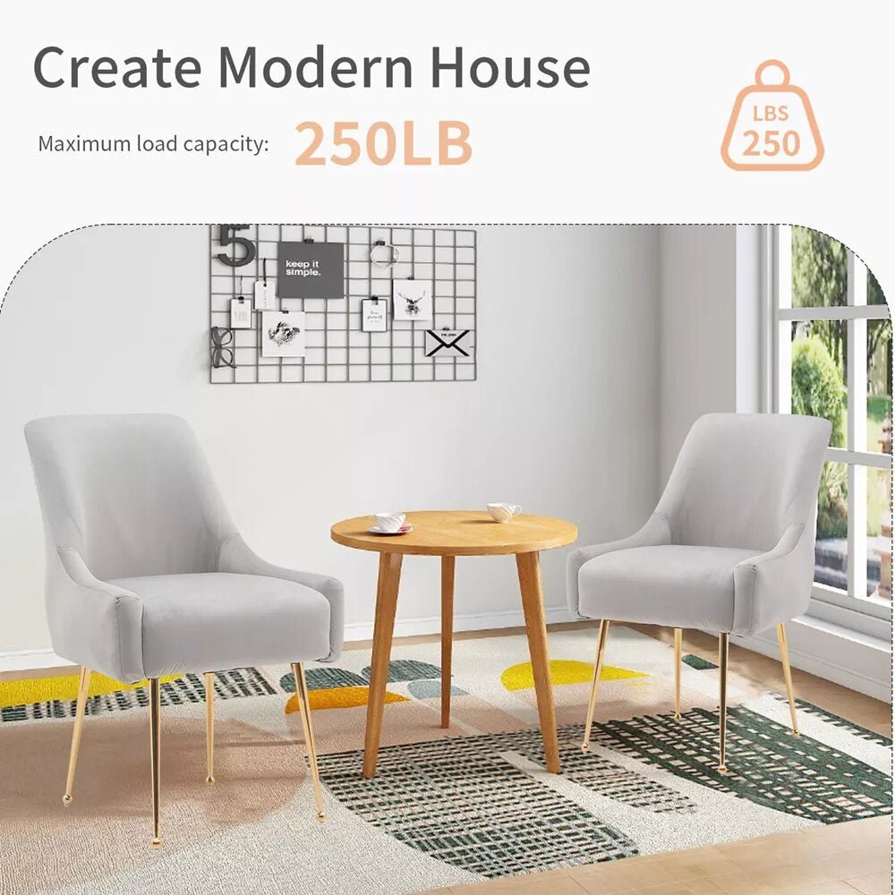 zazzeri Tufted Velvet Golden Legs Dining Chair Gray (Set of 2) - buyfaucet.com