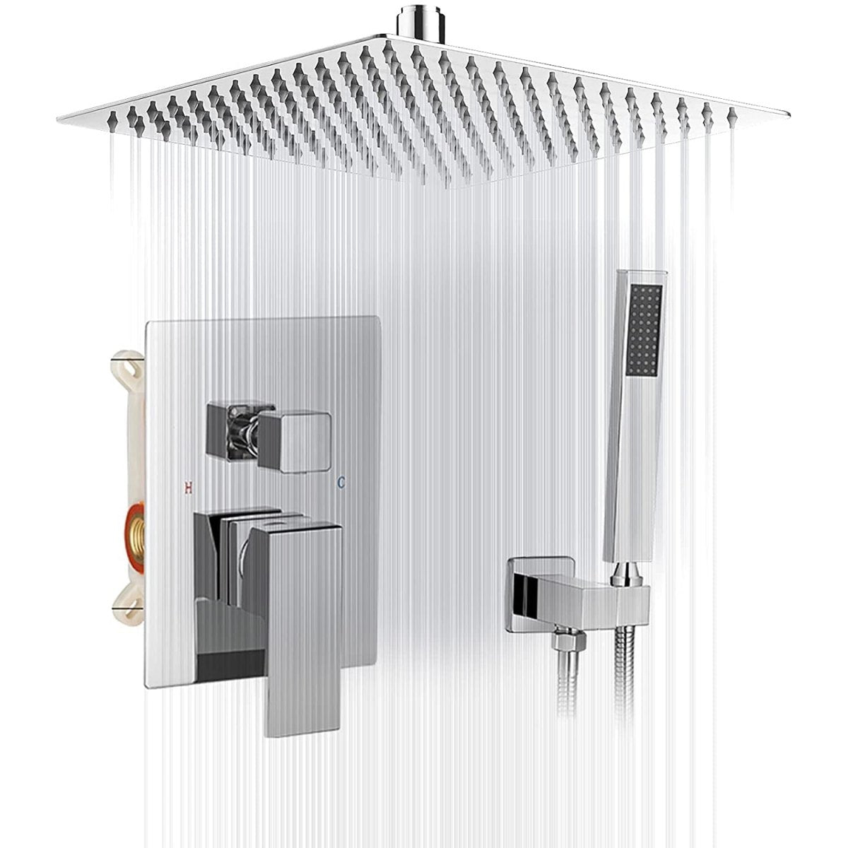 1-Handle 2-Sprayers 16" Ceiling Shower Faucet Chrome - buyfaucet.com