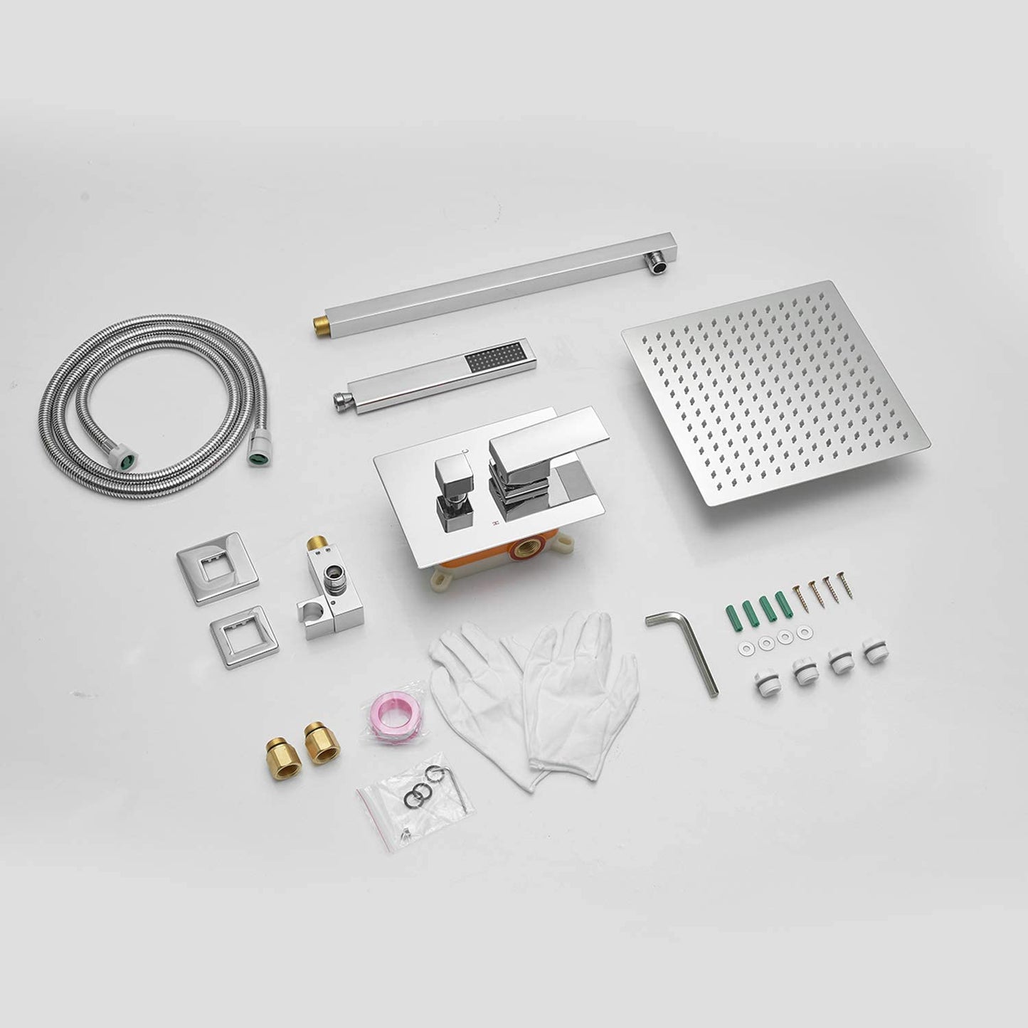 1-Handle 2-Sprayers 16'' Showerhead Shower Faucet Chrome - buyfaucet.com