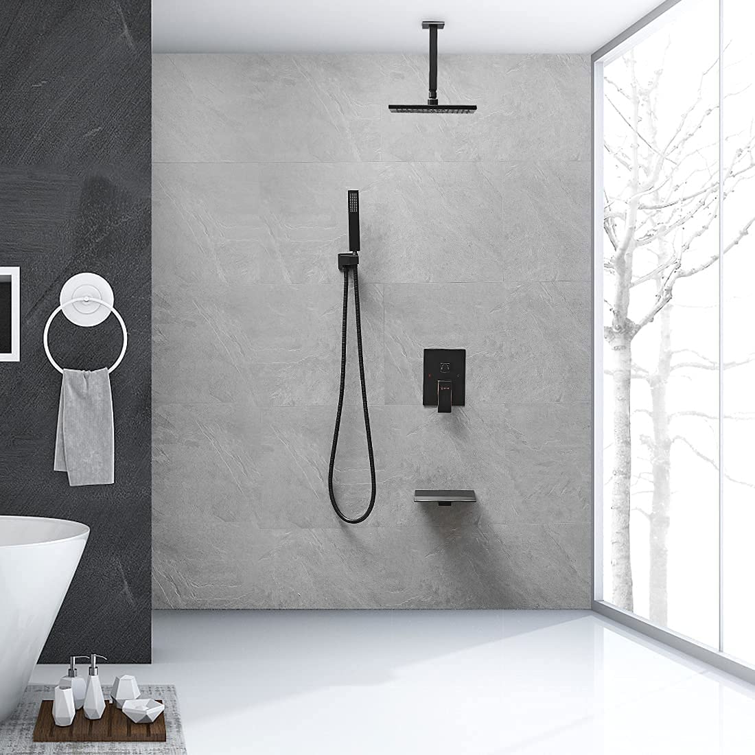 1-Handle 3-Sprayers Shower Faucet Ceiling Mount Bronze - buyfaucet.com