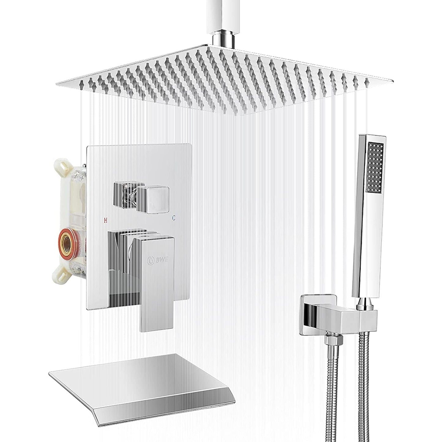 1-Handle 3-Sprayers Shower Faucet Ceiling Mount Chrome - buyfaucet.com