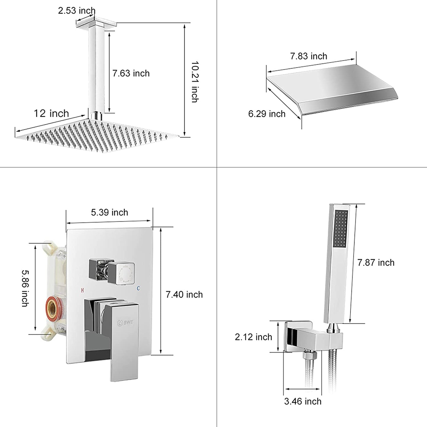 1-Handle 3-Sprayers Shower Faucet Ceiling Mount Chrome - buyfaucet.com