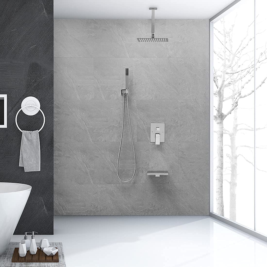 1-Handle 3-Sprayers Shower Faucet Ceiling Mount Chrome - buyfaucet.com