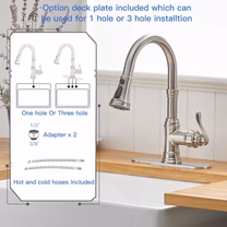 1-Handle Pull-Down Sprayer 3 Spray Kitchen Faucet Brushed Nickel - buyfaucet.com