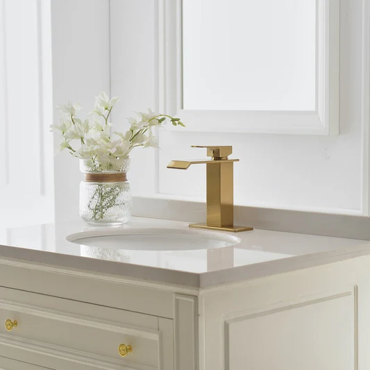 1 Hole 1 Handle Bathroom Faucet with Pop-up Drain Gold - buyfaucet.com