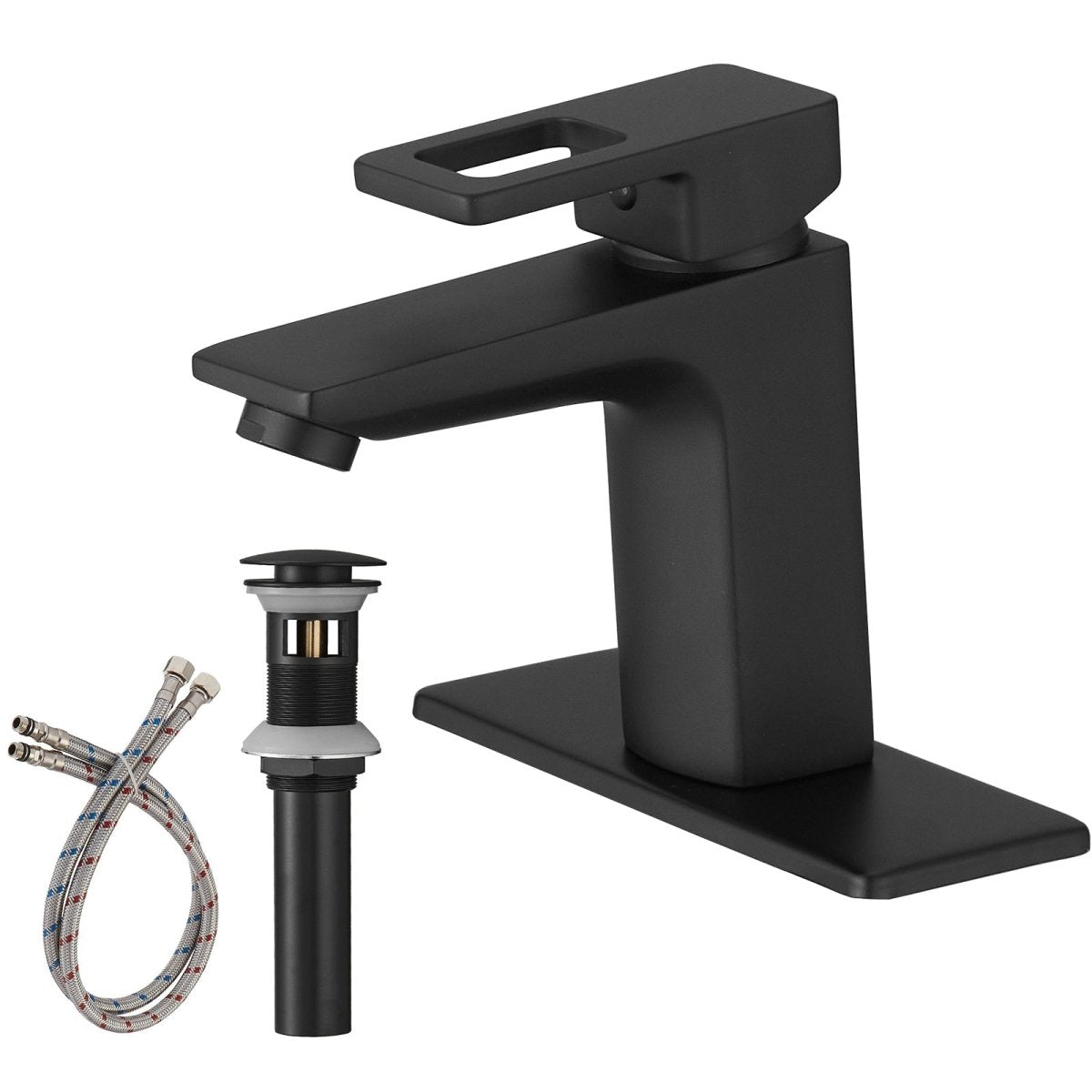 1 Hole Modern Solid Brass 1 Handle Bathroom Faucet Black-1 - buyfaucet.com