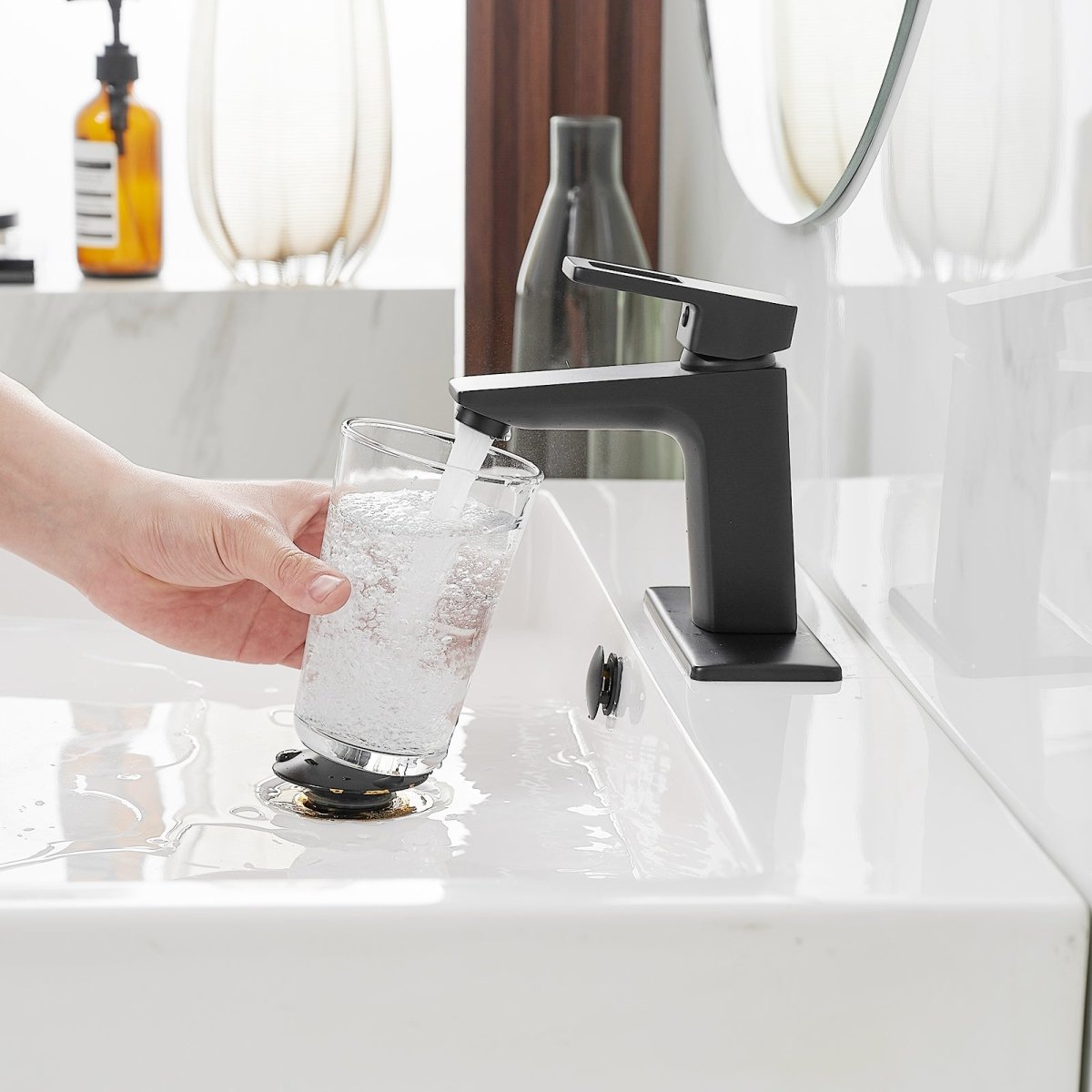 1 Hole Modern Solid Brass 1 Handle Bathroom Faucet Black-1 - buyfaucet.com