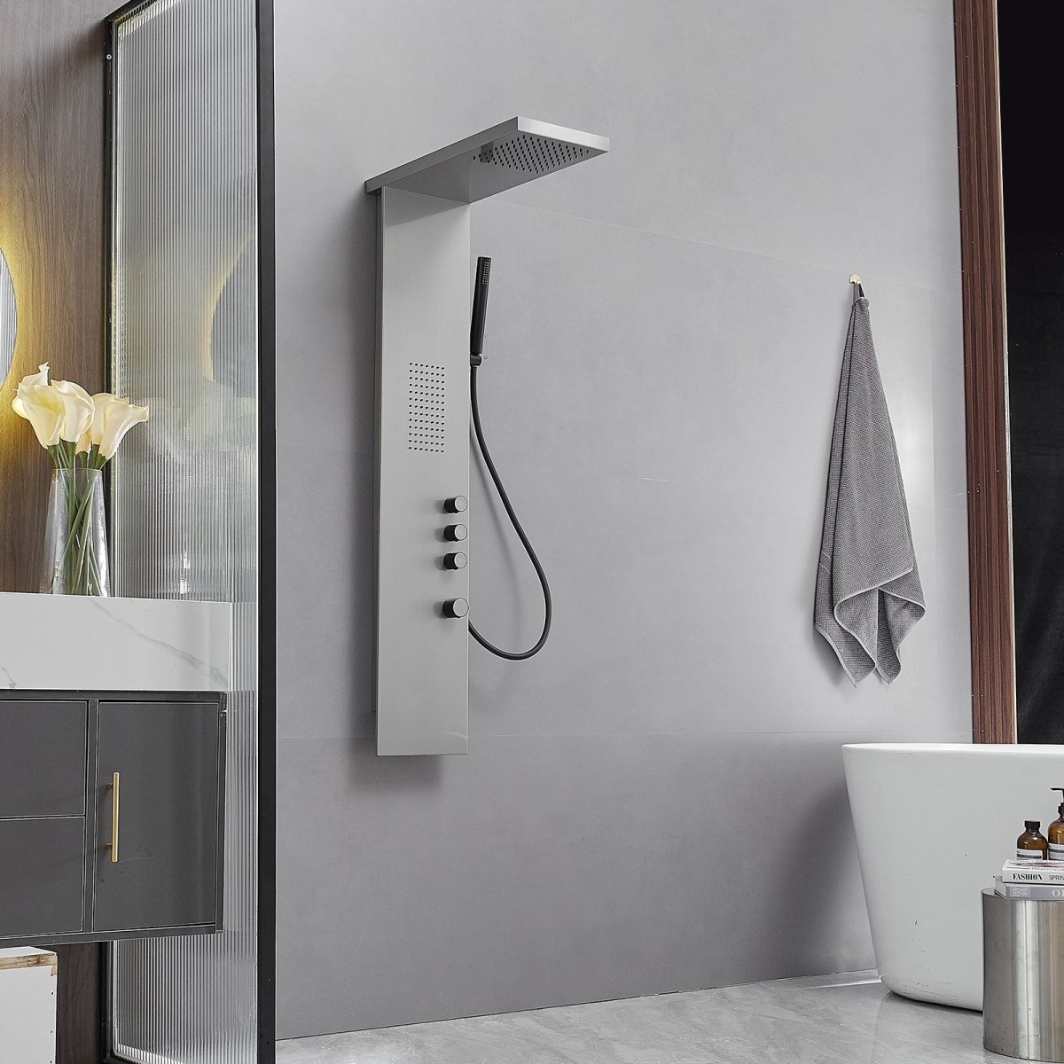 1-Jet Shower Panel System with Shower Head and Shower Wand Nickel - buyfaucet.com