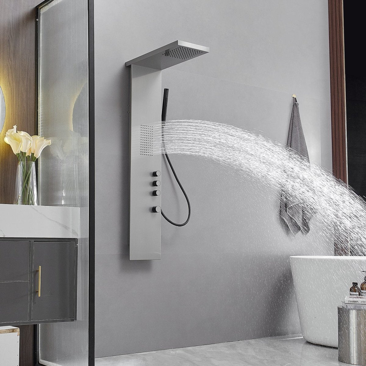 1-Jet Shower Panel System with Shower Head and Shower Wand Nickel - buyfaucet.com