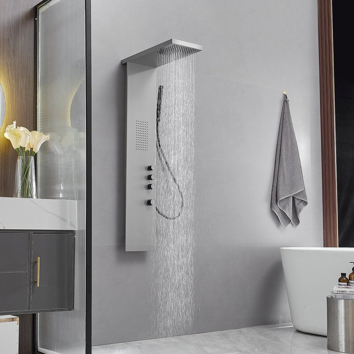 1-Jet Shower Panel System with Shower Head and Shower Wand Nickel - buyfaucet.com