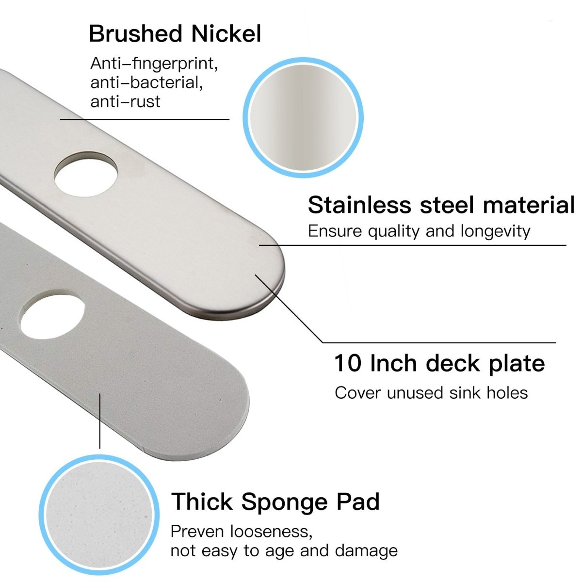 10 Inch Faucet Hole Cover Deck Plate Brushed Nickel - buyfaucet.com