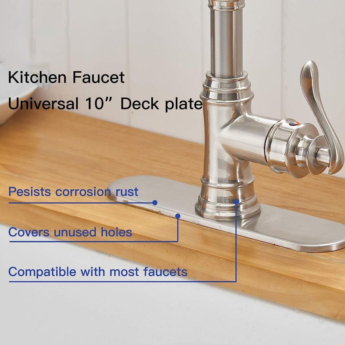 10 Inch Faucet Hole Cover Deck Plate Brushed Nickel - buyfaucet.com