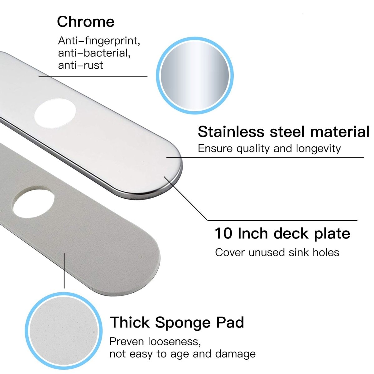 10 Inch Faucet Hole Cover Deck Plate Chrome - buyfaucet.com