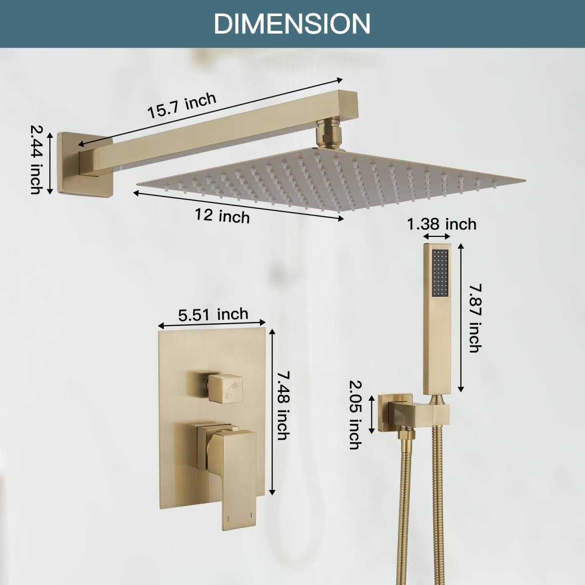 10 Inch Single Handle 2 Spray High Pressure Shower System Gold - buyfaucet.com
