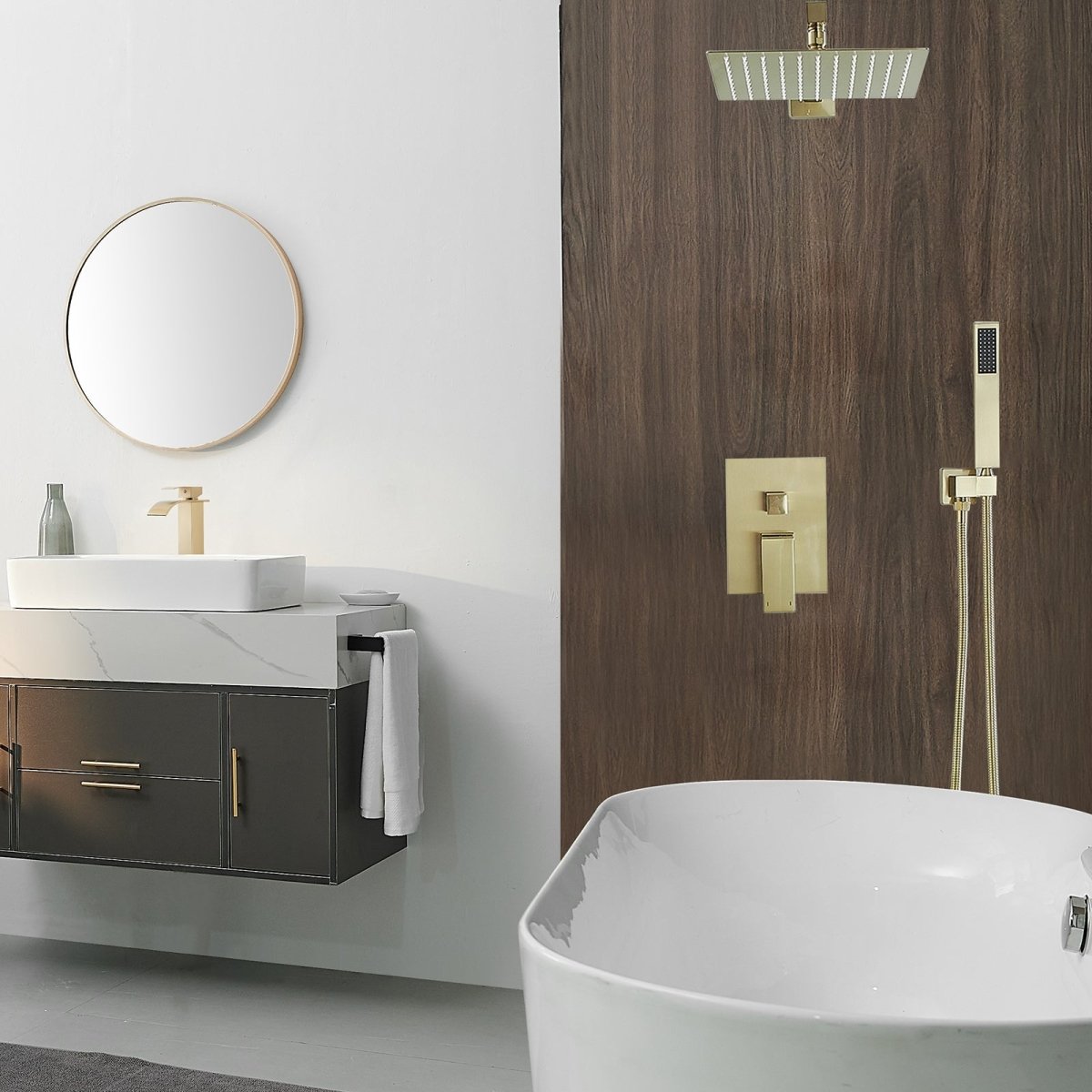 10 Inch Single Handle 2 Spray High Pressure Shower System Gold - buyfaucet.com