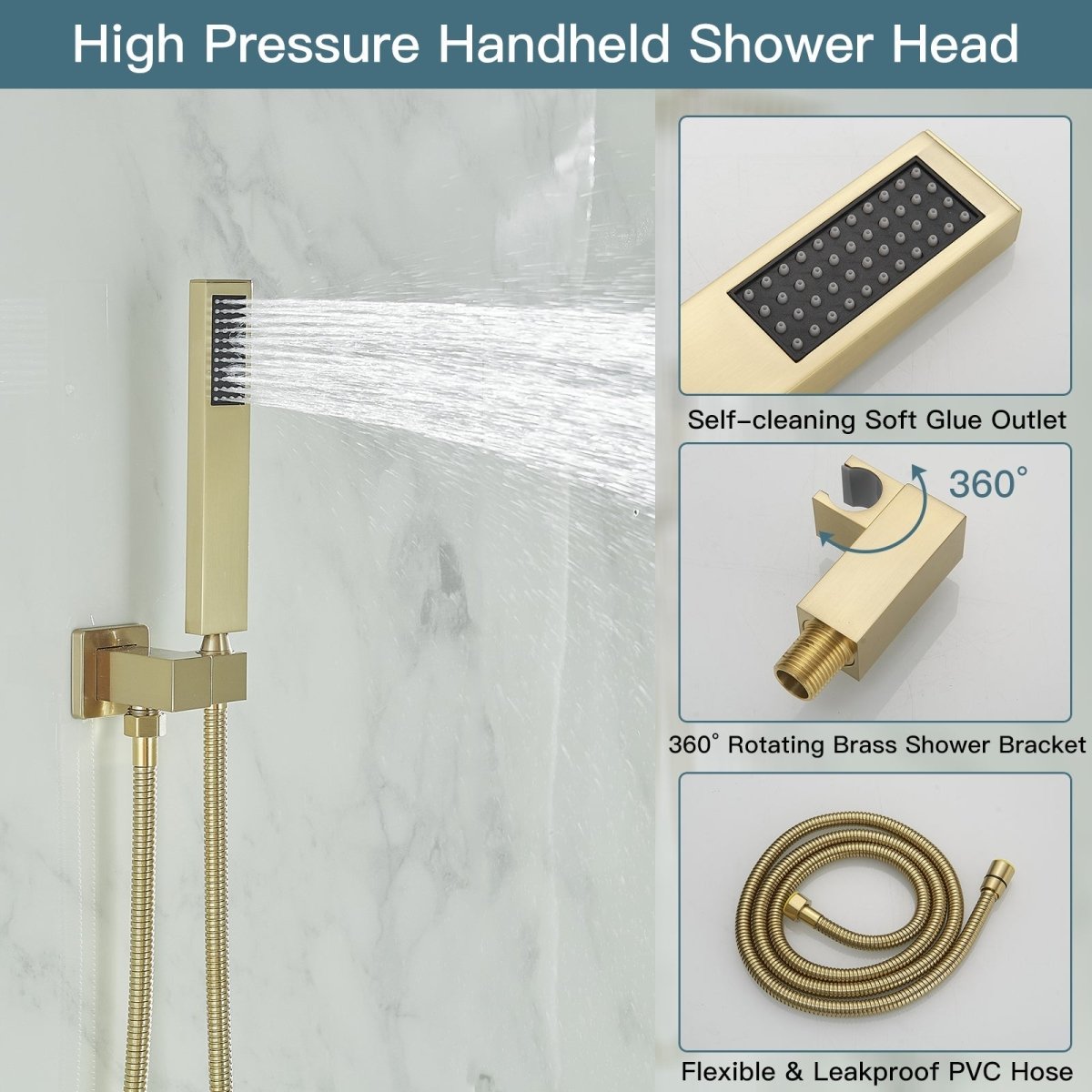 10 Inch Single Handle 2 Spray High Pressure Shower System Gold - buyfaucet.com