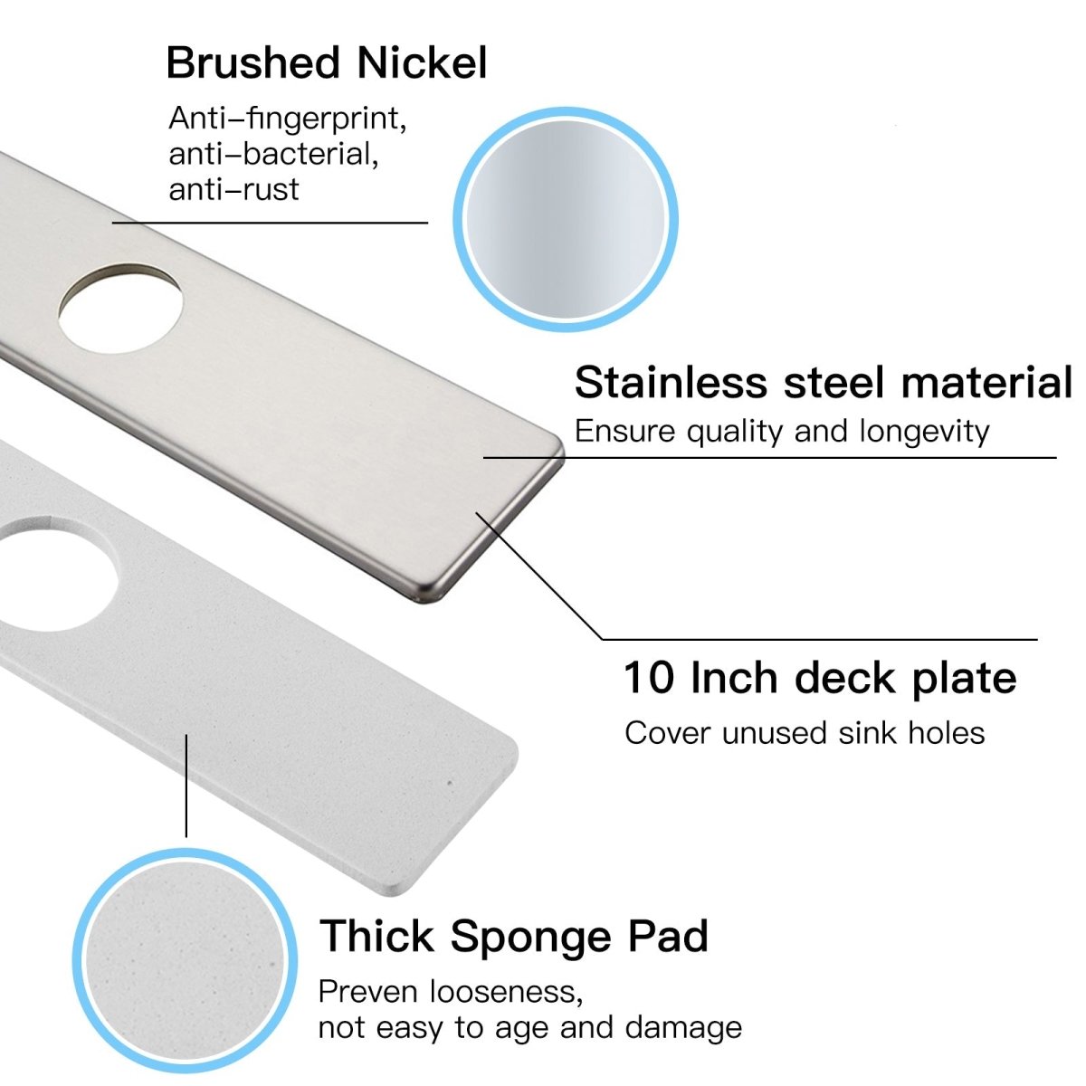 10 Inch Sink Hole Cover Deck Plate Brushed Nickel - buyfaucet.com