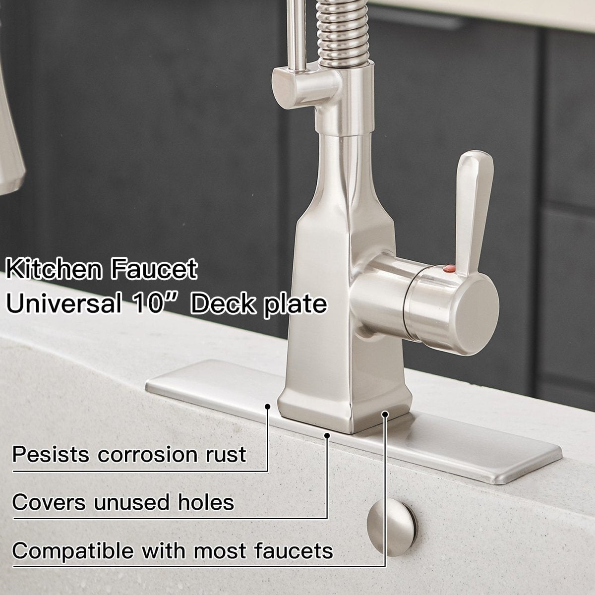 10 Inch Sink Hole Cover Deck Plate Brushed Nickel - buyfaucet.com