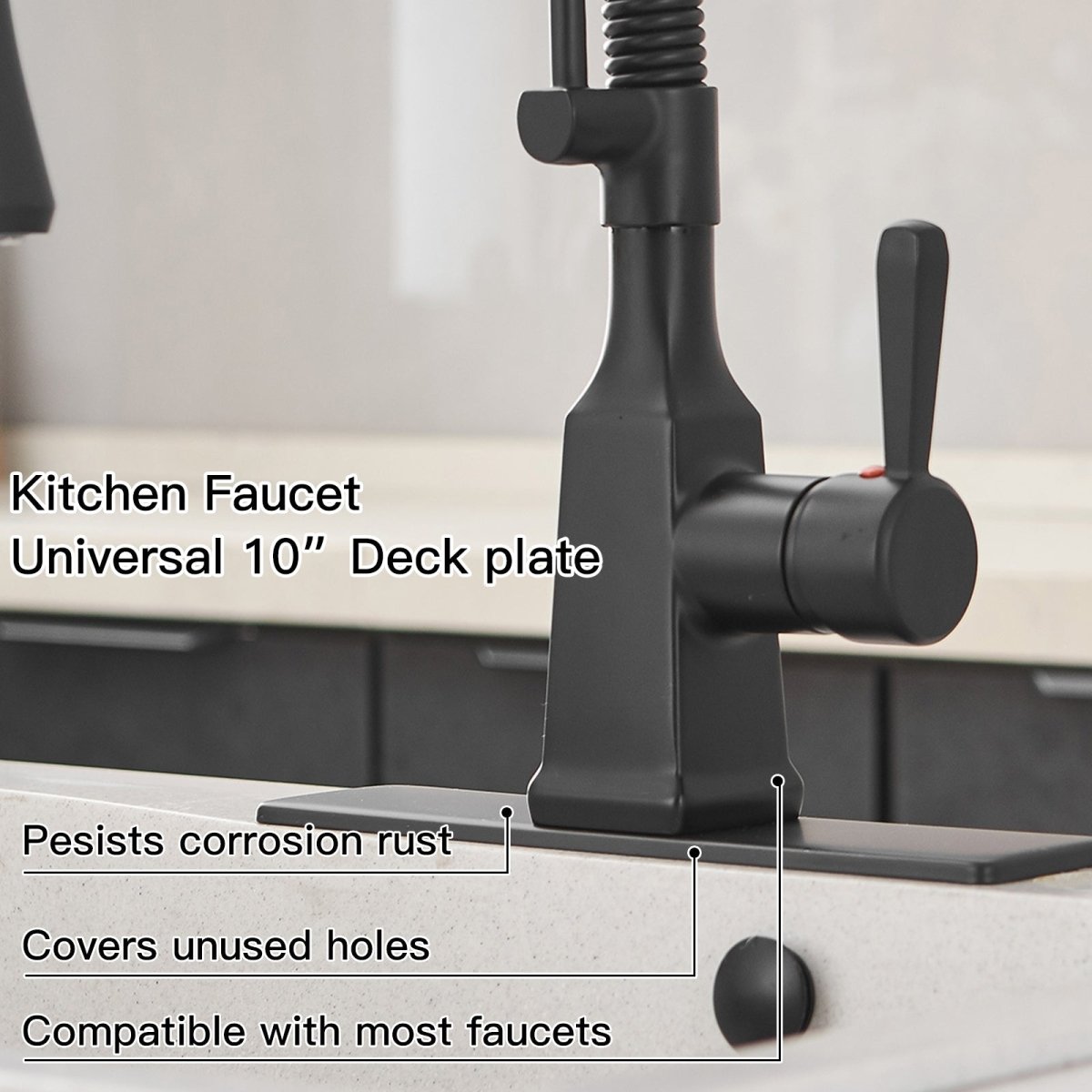10 Inch Sink Hole Cover Deck Plate Matte Black - buyfaucet.com