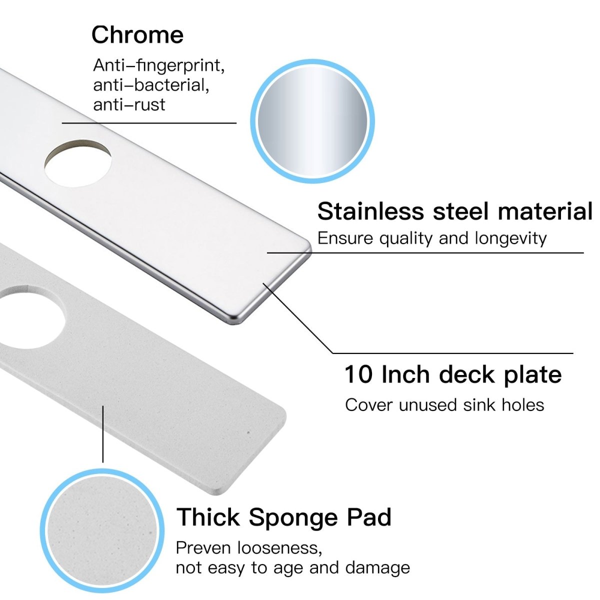 10 Inch Sink Hole Cover Deck Plate Polished Chrome - buyfaucet.com