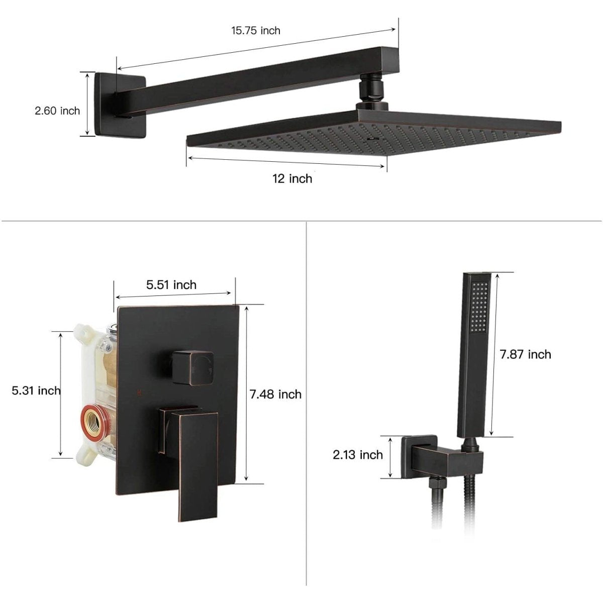10 Inch Square Bathroom Shower Combo Set Oil Rubbed Bronze-1 - buyfaucet.com
