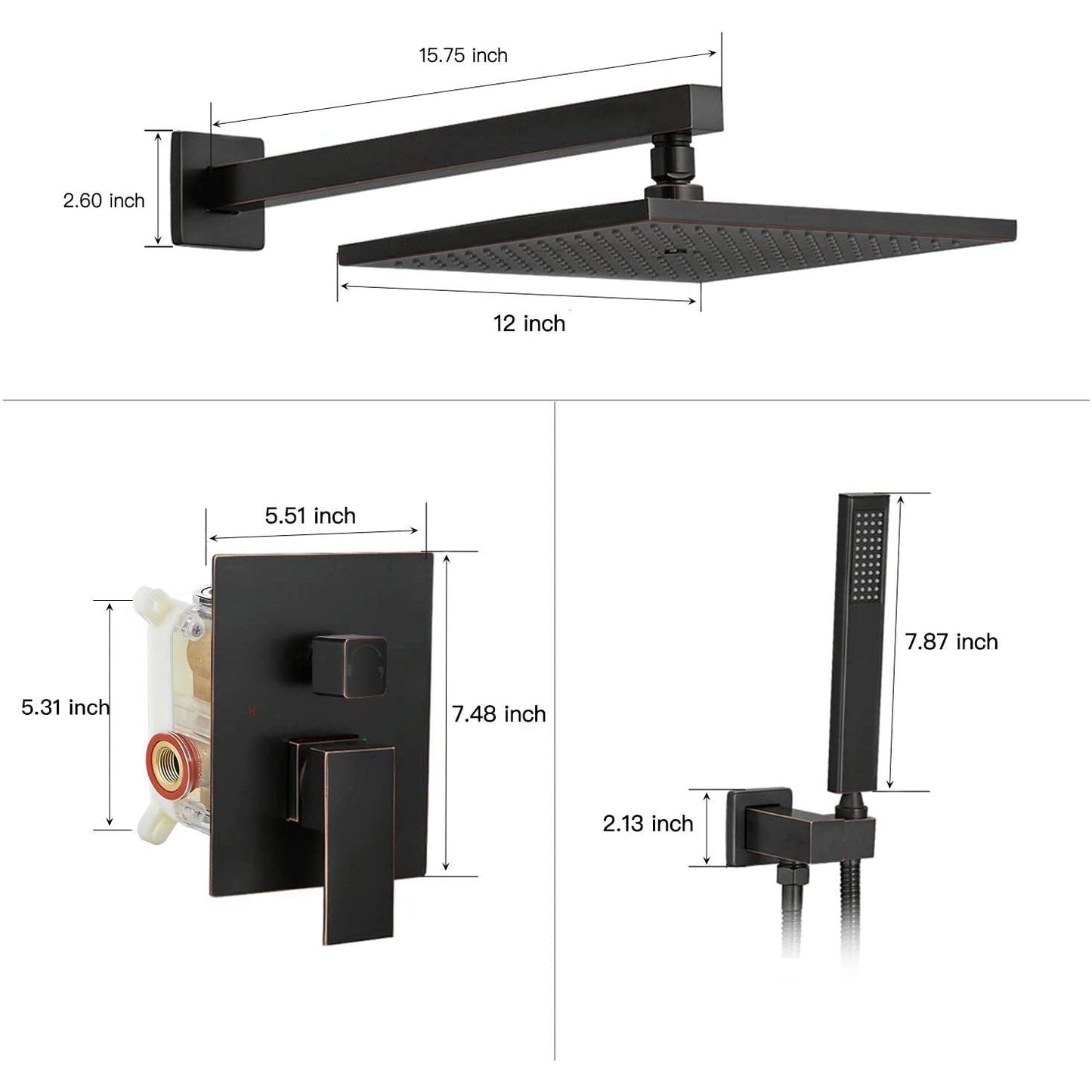 10 Inch Square Bathroom Shower Combo Set Oil Rubbed Bronze - buyfaucet.com