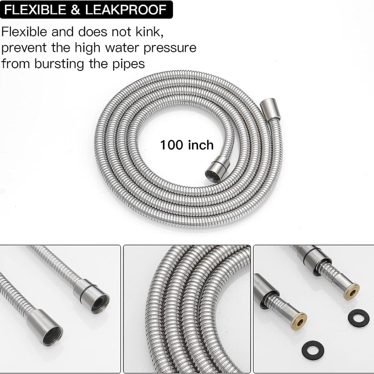 100 Inch Replacement Handheld Shower Hose Brushed Nickel - buyfaucet.com