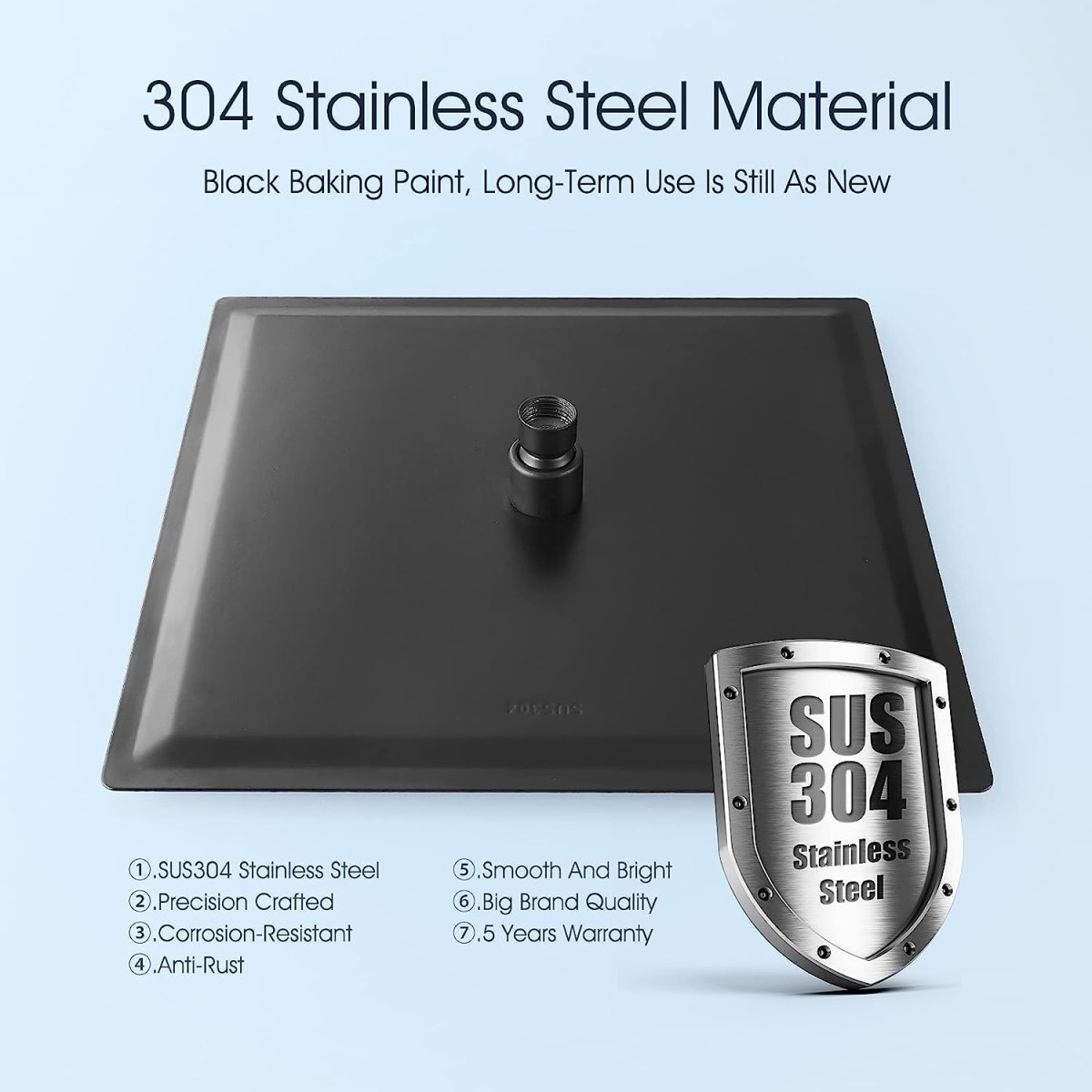 12 Inch 304 Stainless Steel Rainfall Shower Head Black - buyfaucet.com