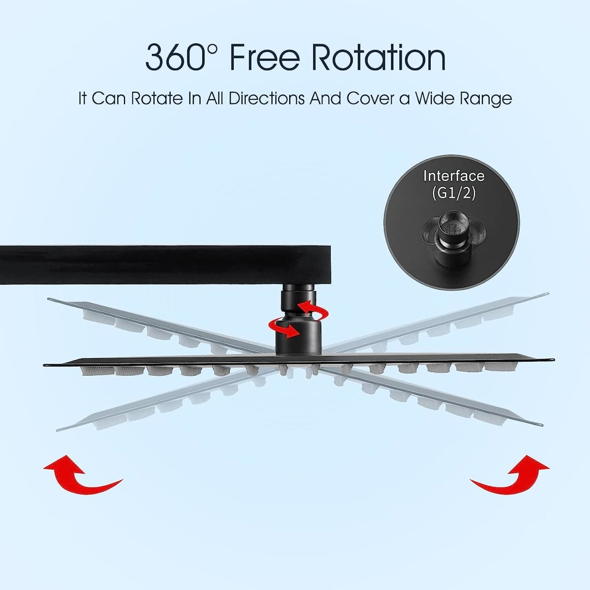 12 Inch 304 Stainless Steel Rainfall Shower Head Black - buyfaucet.com