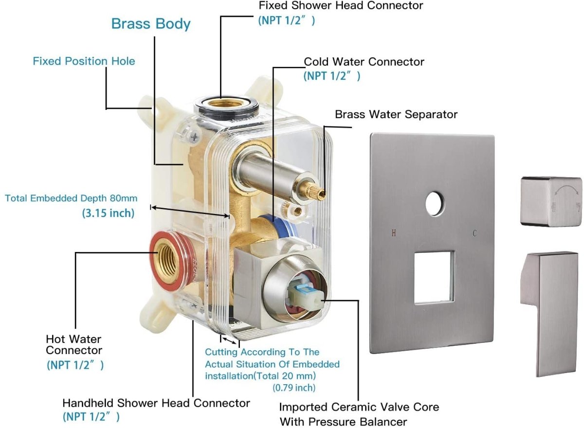 2-1 function Wall Mounted Shower Kit Brushed Nickel-1 - buyfaucet.com