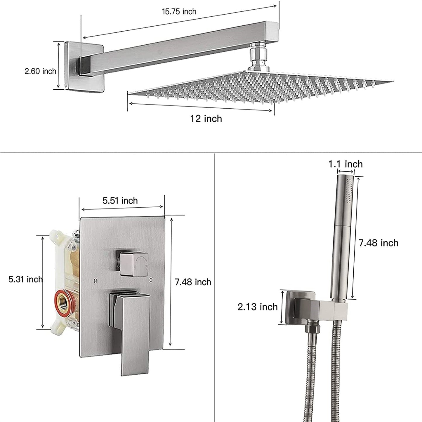 2-1 function Wall Mounted Shower Kit Brushed Nickel - buyfaucet.com