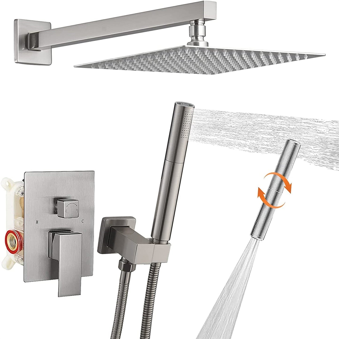 2-1 function Wall Mounted Shower Kit Brushed Nickel - buyfaucet.com