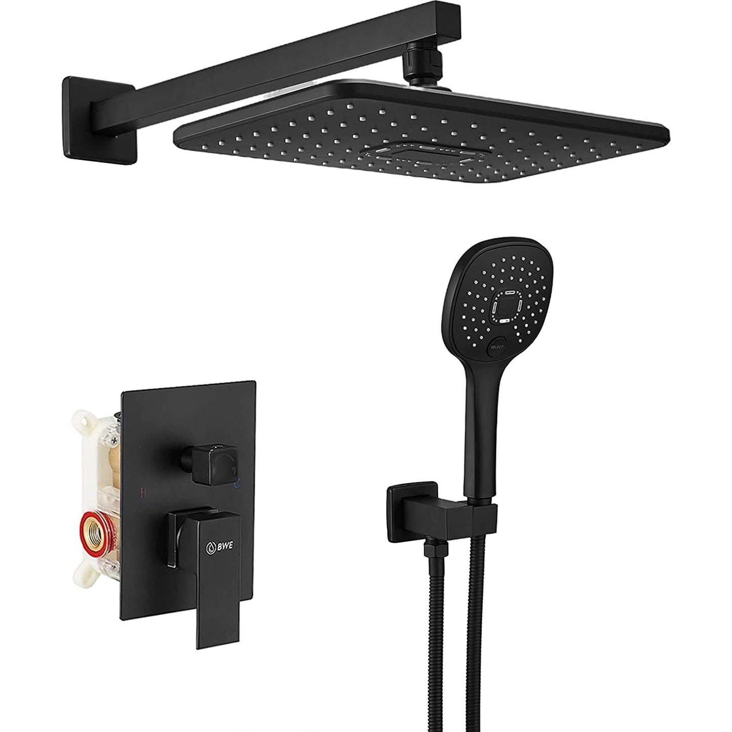 2-1 function Wall Mounted Shower Kit Matte Black - buyfaucet.com