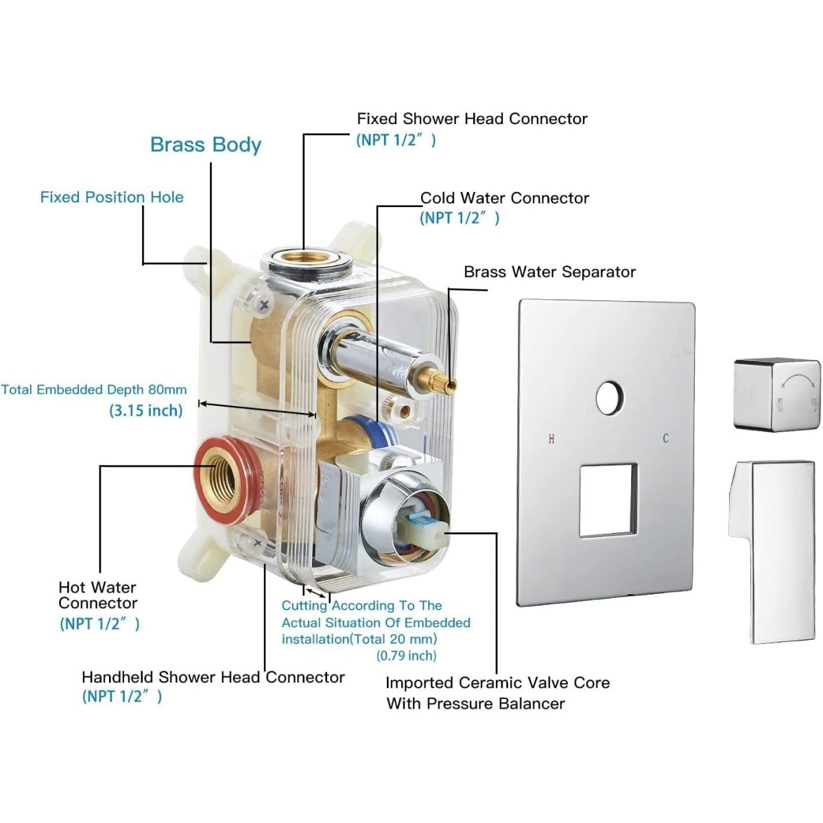 2-1 function Wall Mounted Shower System Polished Chrome-1 - buyfaucet.com